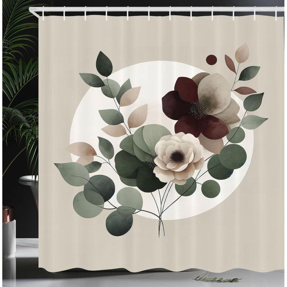 imageAmbesonne Blue Shower Curtain Floral Eucalyptus Branches Romantic Botanical Weeping Flowers in Cold Tones Cloth Fabric Bathroom Decor Set with Hooks 69 W x 75 L Laurel Green Sea BluePale Sage Green Blush