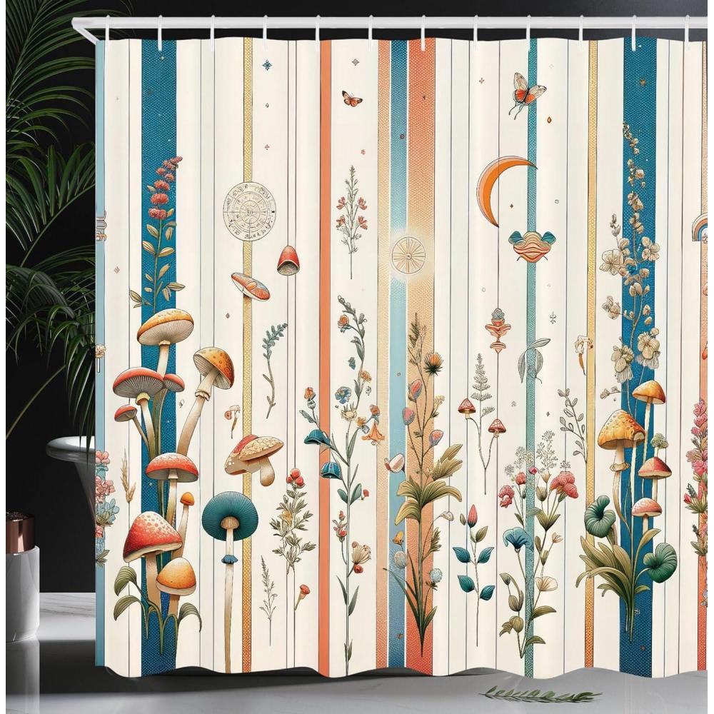 imageAmbesonne Blue Shower Curtain Floral Eucalyptus Branches Romantic Botanical Weeping Flowers in Cold Tones Cloth Fabric Bathroom Decor Set with Hooks 69 W x 75 L Laurel Green Sea BluePetrol Blue Salmon White