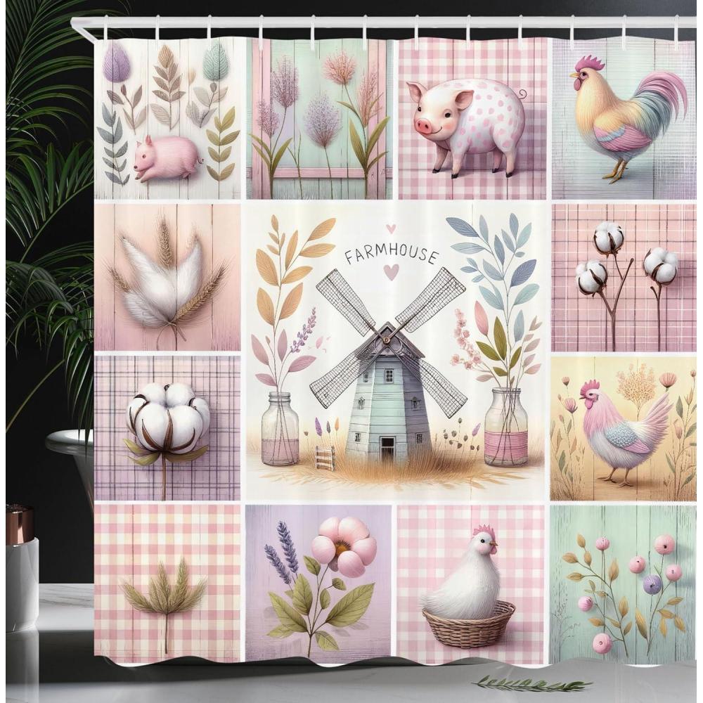 imageAmbesonne Blue Shower Curtain Floral Eucalyptus Branches Romantic Botanical Weeping Flowers in Cold Tones Cloth Fabric Bathroom Decor Set with Hooks 69 W x 75 L Laurel Green Sea BlueLilac Rose Mint Green
