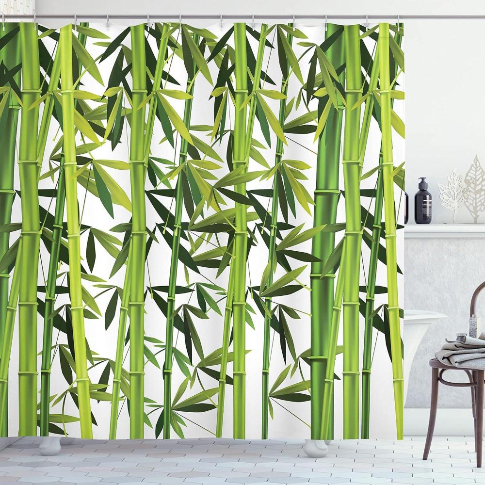 imageAmbesonne Blue Shower Curtain Floral Eucalyptus Branches Romantic Botanical Weeping Flowers in Cold Tones Cloth Fabric Bathroom Decor Set with Hooks 69 W x 75 L Laurel Green Sea BlueWhite and Green