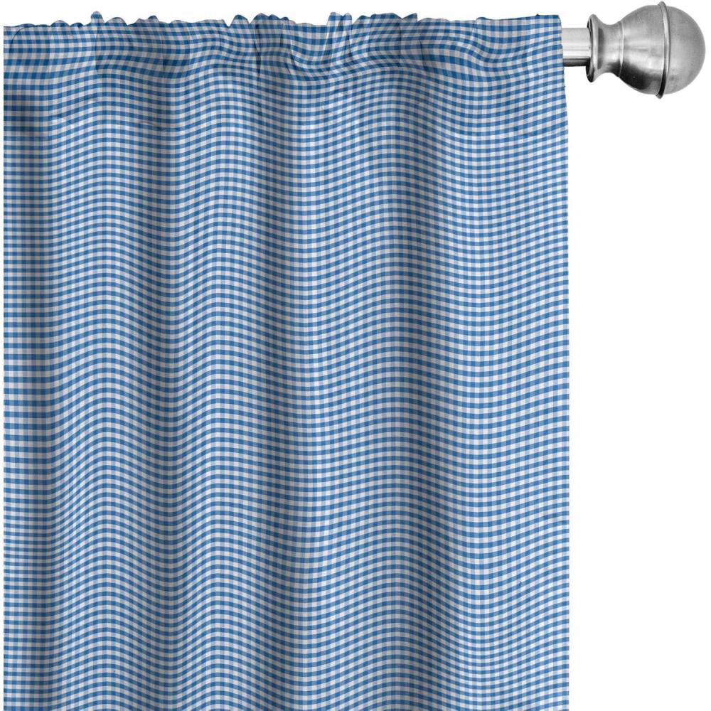 imageAmbesonne Checkered Curtains Monochrome Gingham Checks Classical Country Culture Old Fashioned Grid Design Window Treatments 2 Panel Set for Living Room Bedroom Pair of  28 x 63 Blue and White