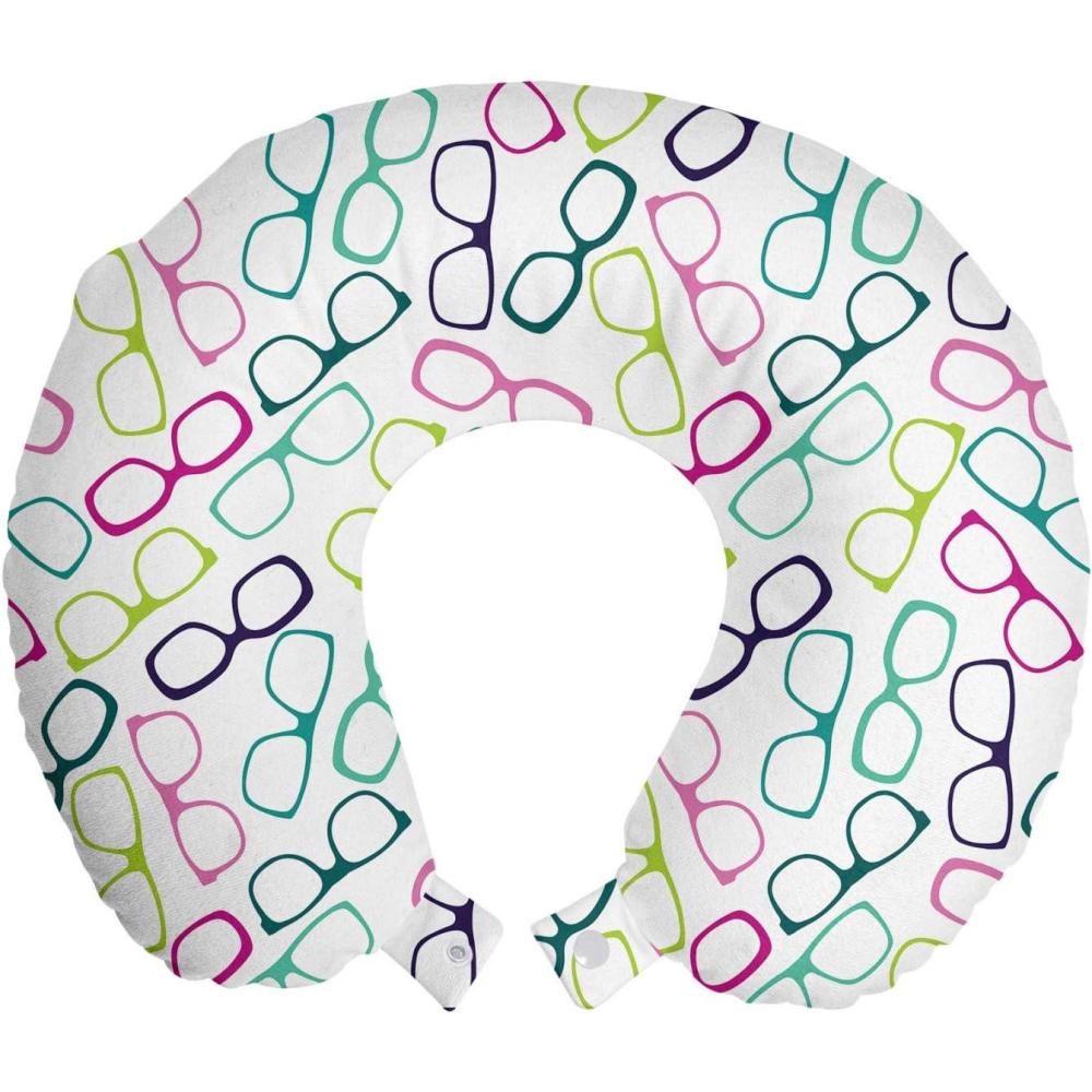 imageAmbesonne Eiffel Travel Pillow Neck Rest Romantic Valentines Day Eiffel Tower City of Love Doodle Style Heart Shapes Memory Foam Traveling Accessory for Airplane and Car 12 Maroon WhitePink Teal