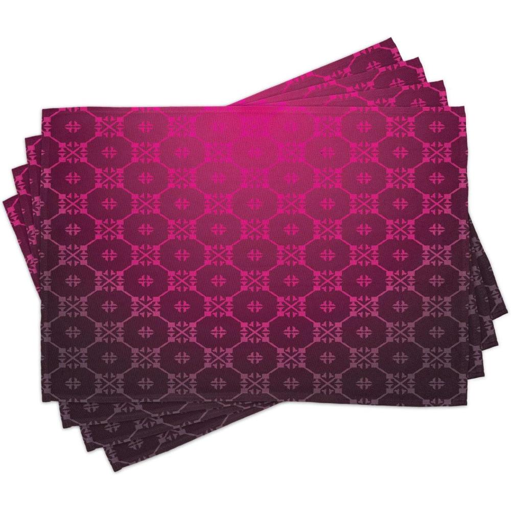 imageAmbesonne Feminine Place Mats Set of 4 Pattern with Red Lipstick Kiss Marks Woman Valentines Wedding Theme Illustration Washable Fabric Placemats for Dining Room Kitchen Table Decor White RedMagenta