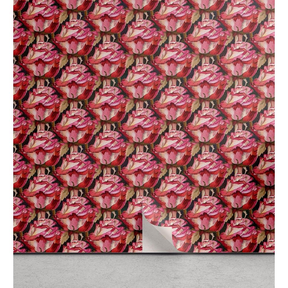 imageAmbesonne Floral Peel amp Stick Wallpaper for Home Realistic Painting Print A Million Roses to my Love Valentines Day SelfAdhesive Living Room Kitchen Accent 13 x 100 Pale Pink Dark Pink and Ecru