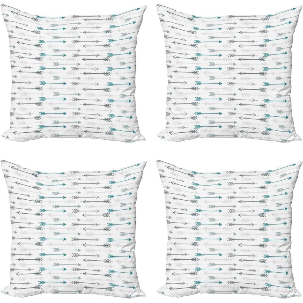 imageAmbesonne Flower Decorative Throw Pillow Case Pack of 4 Wild Flowers Poppies and Daisies Rural Nature Scenery in Meadows Rustic Cushion Cover for Couch Living Room Car 16 Yellow WhiteTeal Grey