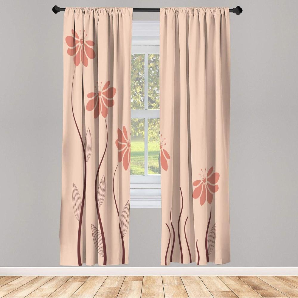 imageAmbesonne Flower Window Curtains Floral Petals with Striped Leaves and Lines Modern Style Geometrical Design Print Lightweight Decorative Panels Set of 2 and Rod Pocket 56 x 95 Pale GreenPeach