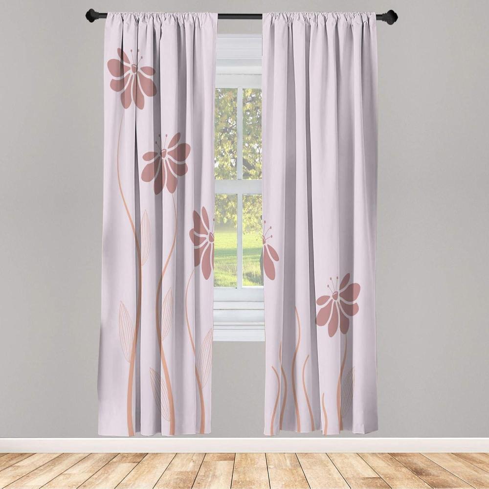 imageAmbesonne Flower Window Curtains Floral Petals with Striped Leaves and Lines Modern Style Geometrical Design Print Lightweight Decorative Panels Set of 2 and Rod Pocket 56 x 95 Pale GreenRose