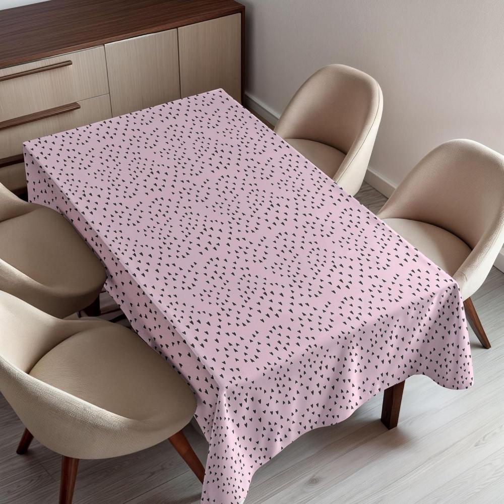 imageAmbesonne Heart Tablecloth Valentines Days Theme Romance Pattern in Simplistic Style Rhythmic Rectangular Table Cover for Dining Room Kitchen Decor 52 X 70 Pink