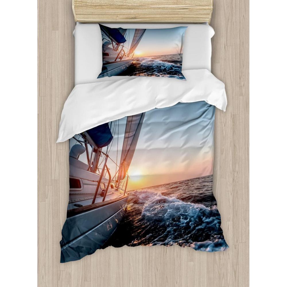 imageAmbesonne Love Duvet Cover Set Valentines Day Words with Hearts Frame on Vertical Lines Romantic Calligraphy Decorative 2 Piece Bedding Set with 1 Pillow Sham Twin Size Pink Red BlushBlue Yellow