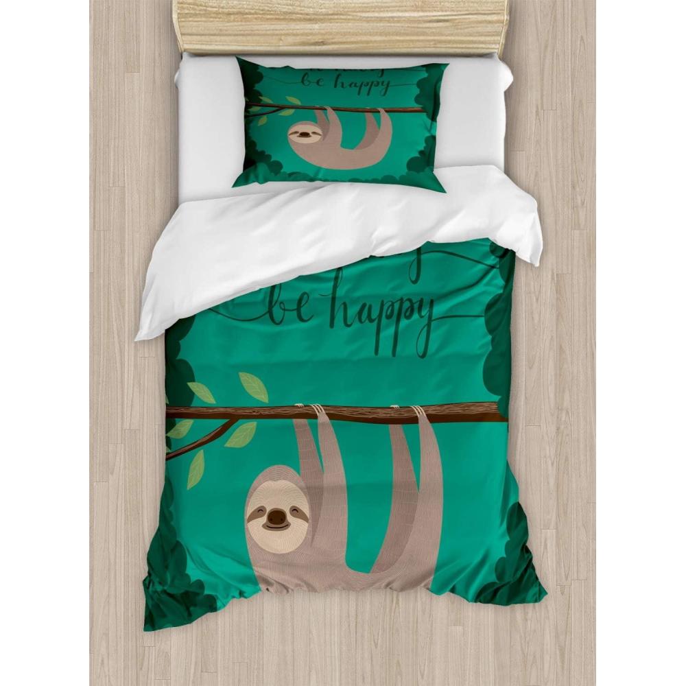 imageAmbesonne Love Duvet Cover Set Valentines Day Words with Hearts Frame on Vertical Lines Romantic Calligraphy Decorative 2 Piece Bedding Set with 1 Pillow Sham Twin Size Pink Red BlushGreen Taupe