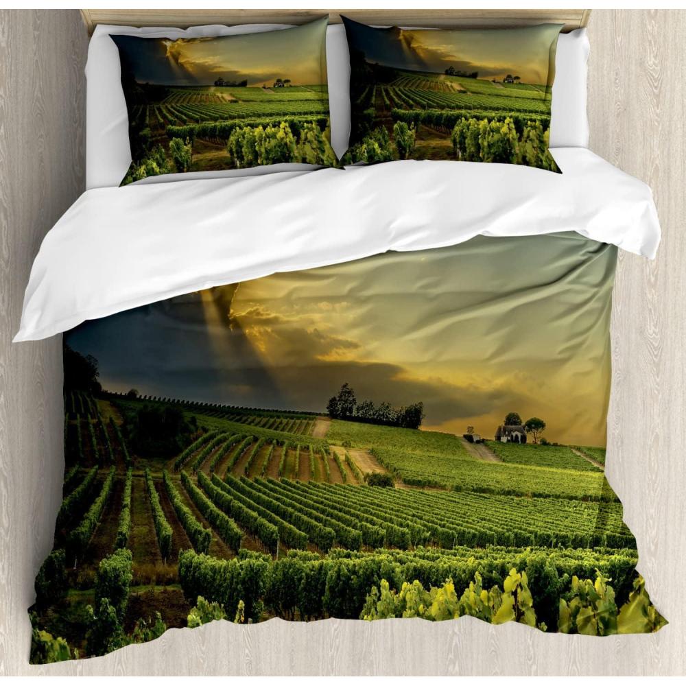 imageAmbesonne Love Duvet Cover Set Valentines Day Words with Hearts Frame on Vertical Lines Romantic Calligraphy Decorative 2 Piece Bedding Set with 1 Pillow Sham Twin Size Pink Red BlushGreen Yellow Grey