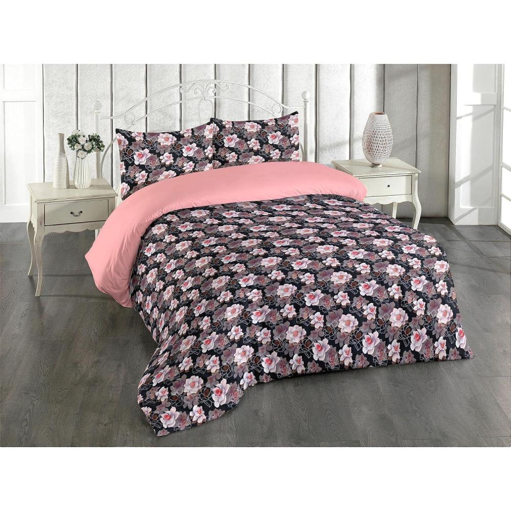imageAmbesonne Romantic Duvet Cover Set Valentines Day Kiss Love Me and You Lettering with Blooming Flowers Reversible 2 Piece Bedding Set with Pillow Sham Twin Pastel Pink Grey EggshellBlack Pale Rose and Coral
