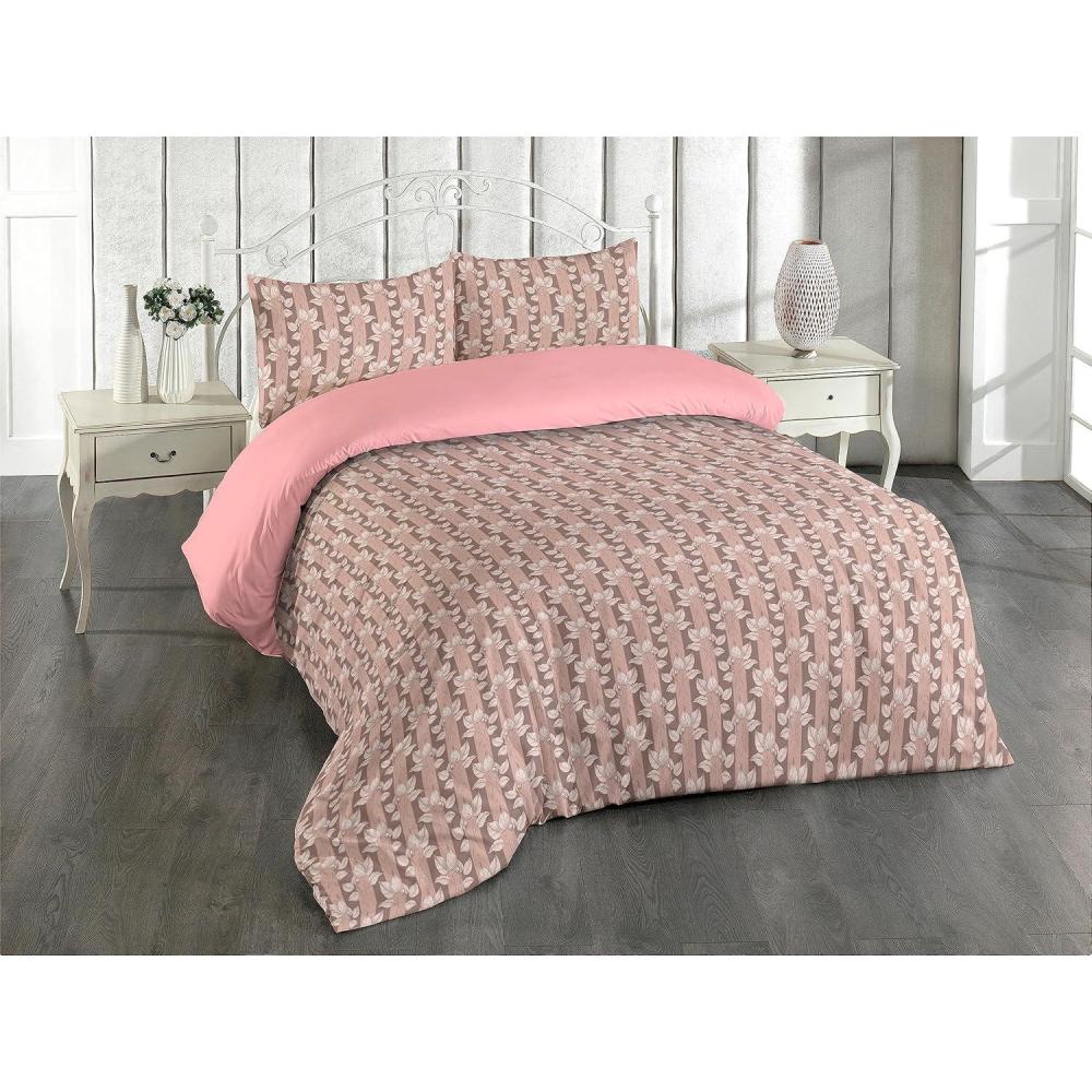 imageAmbesonne Romantic Duvet Cover Set Valentines Day Kiss Love Me and You Lettering with Blooming Flowers Reversible 2 Piece Bedding Set with Pillow Sham Twin Pastel Pink Grey EggshellBlush Pale Mauve Taupe