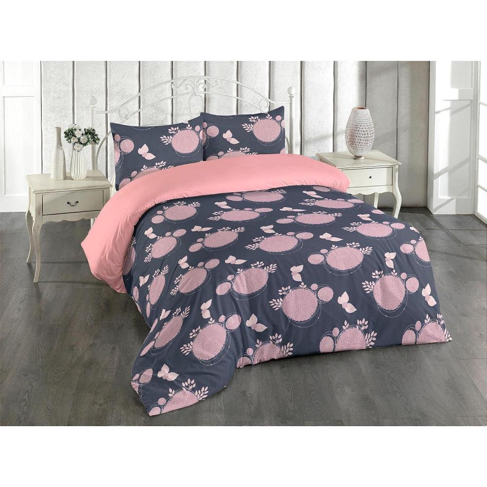 imageAmbesonne Romantic Duvet Cover Set Valentines Day Kiss Love Me and You Lettering with Blooming Flowers Reversible 2 Piece Bedding Set with Pillow Sham Twin Pastel Pink Grey EggshellPale Pink and Dark Indigo