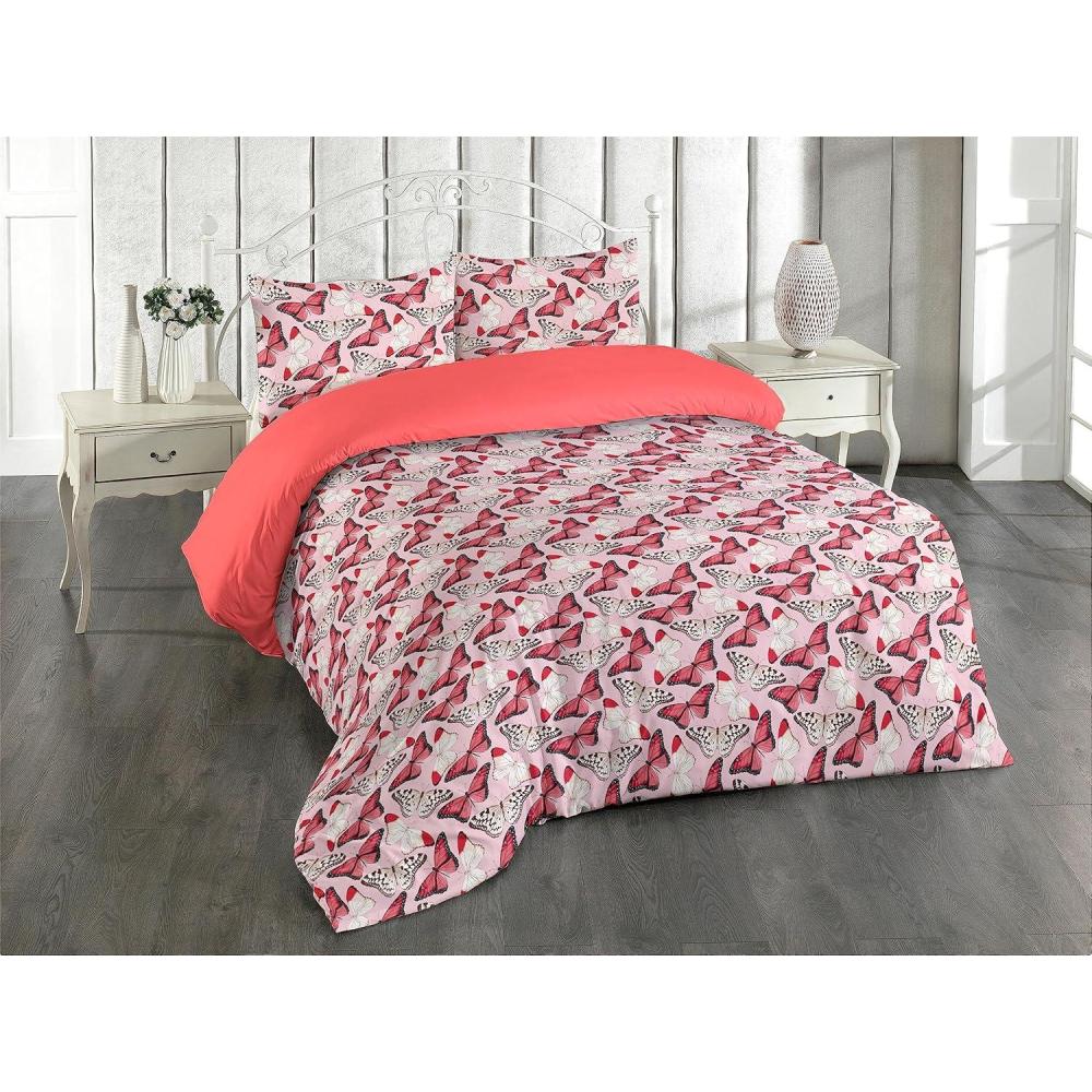 imageAmbesonne Romantic Duvet Cover Set Valentines Day Kiss Love Me and You Lettering with Blooming Flowers Reversible 2 Piece Bedding Set with Pillow Sham Twin Pastel Pink Grey EggshellRose Pastel Pink and Ivory
