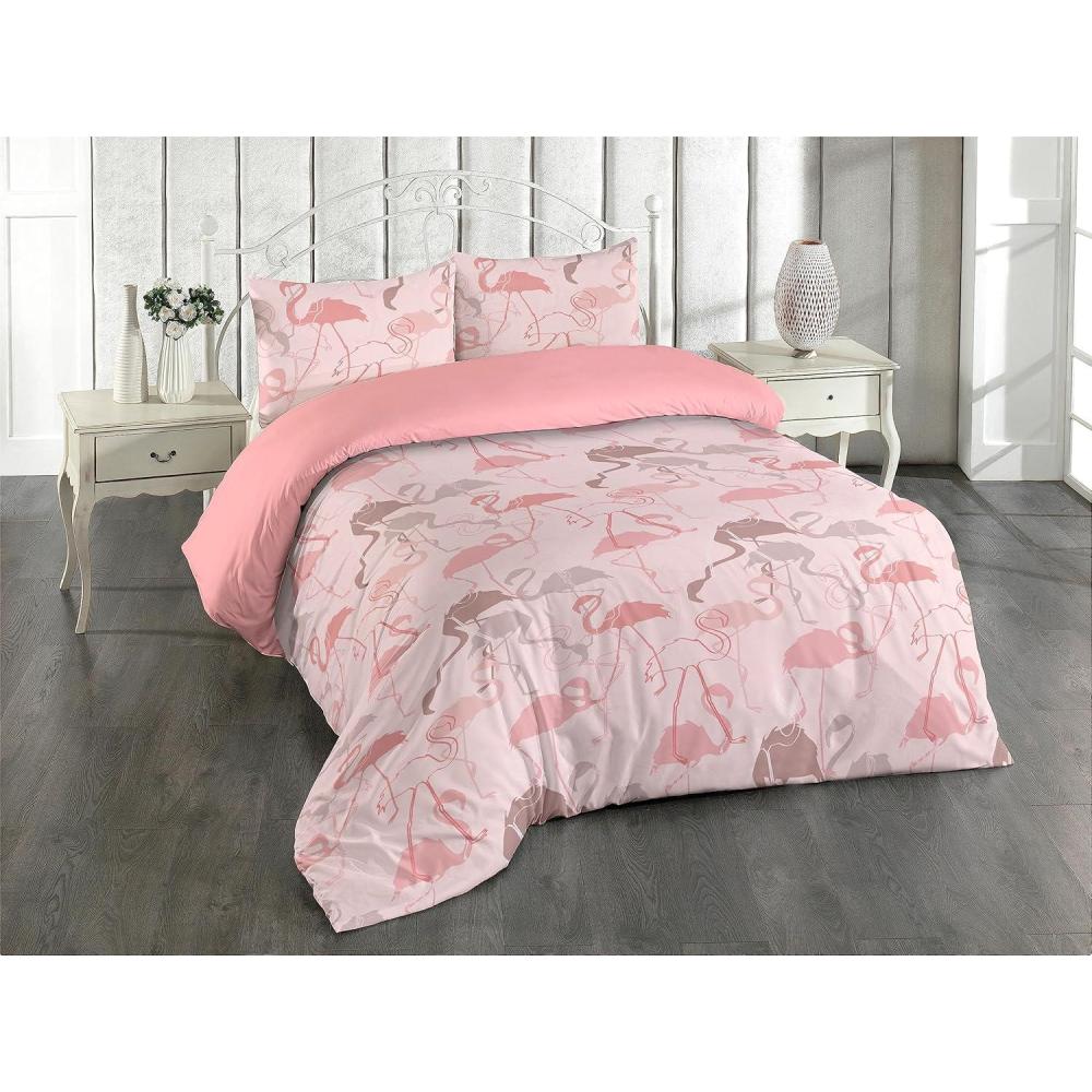 imageAmbesonne Romantic Duvet Cover Set Valentines Day Kiss Love Me and You Lettering with Blooming Flowers Reversible 2 Piece Bedding Set with Pillow Sham Twin Pastel Pink Grey EggshellBlush Pastel Pink