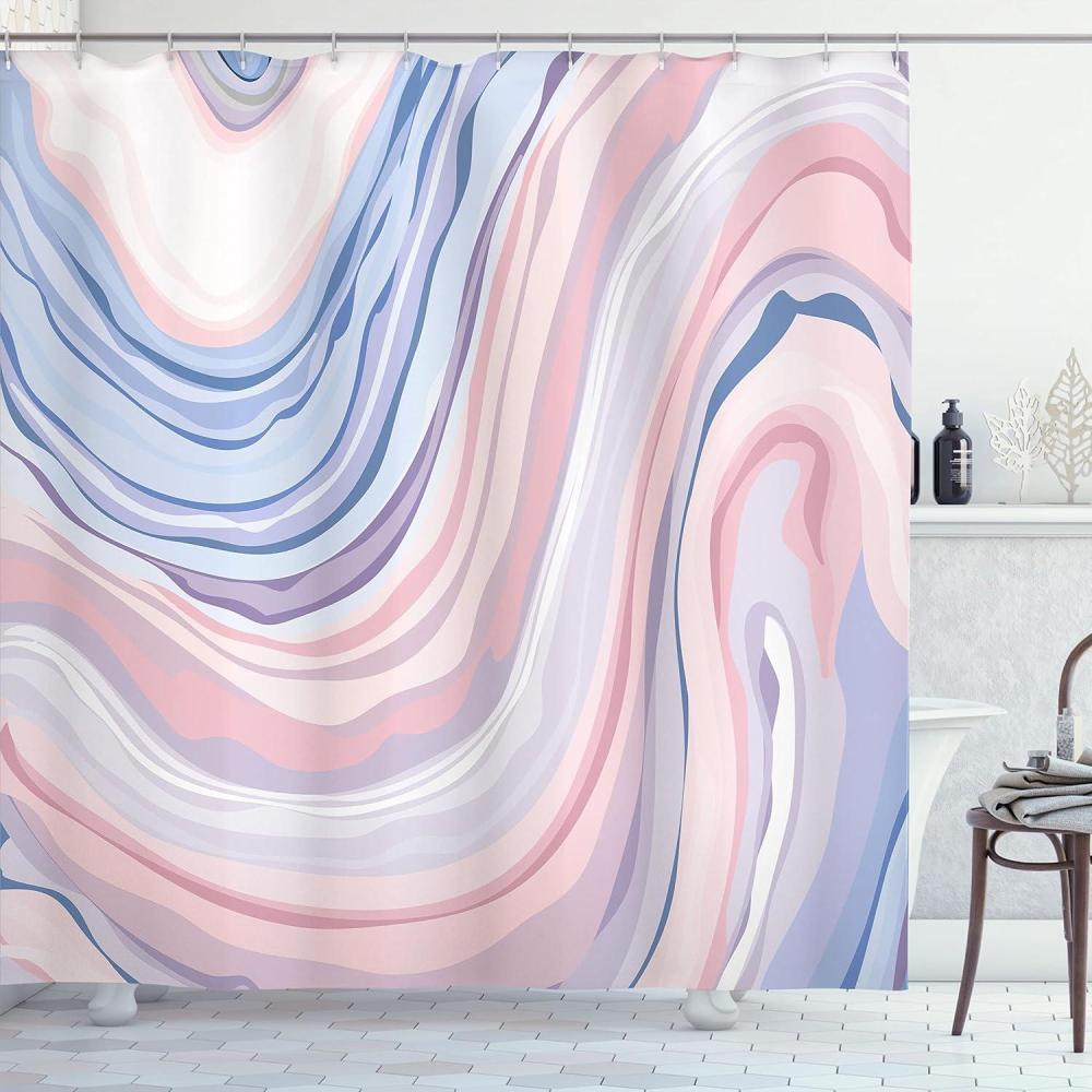 imageAmbesonne Romantic Shower Curtain Couple in Love Walking in The City Streets in Rainy Day Romance Dramatic Urban Scene Cloth Fabric Bathroom Decor Set with Hooks 69 W x 84 L Sepia RedPink Blue