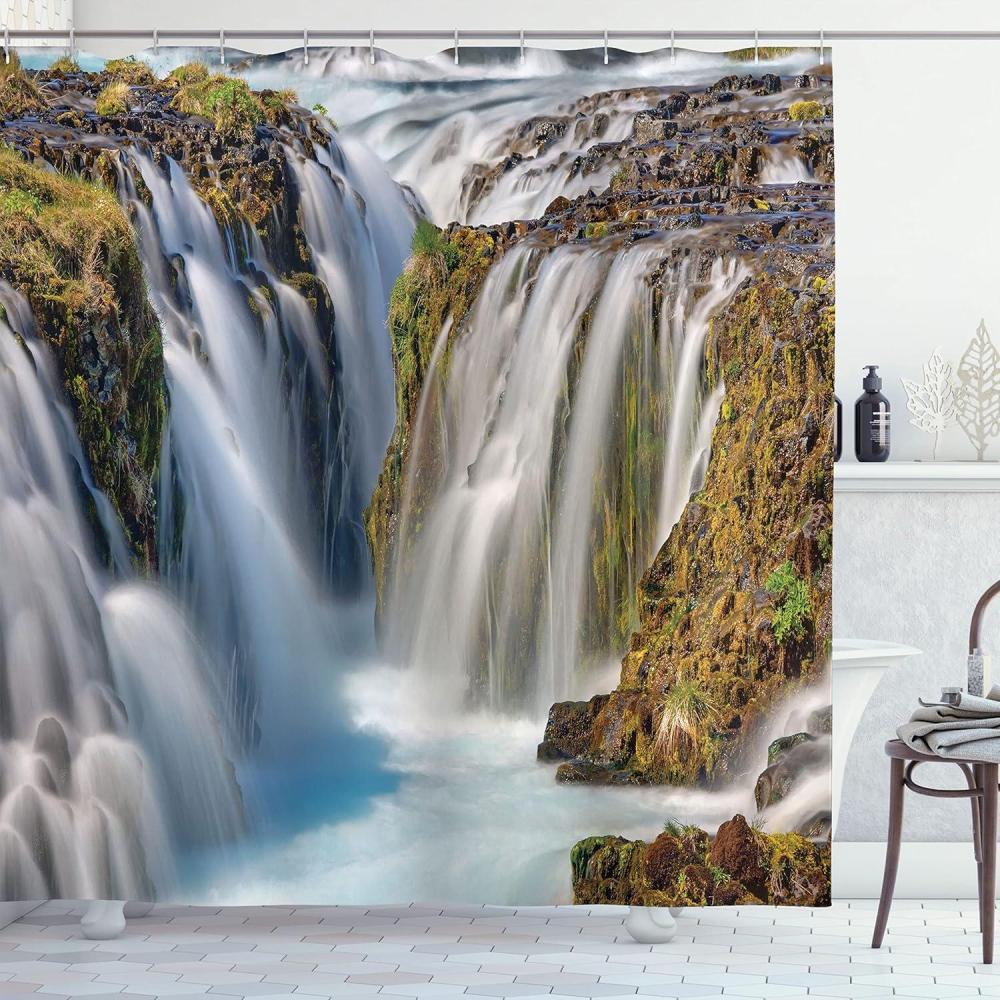 imageAmbesonne Romantic Shower Curtain Couple in Love Walking in The City Streets in Rainy Day Romance Dramatic Urban Scene Cloth Fabric Bathroom Decor Set with Hooks 69 W x 84 L Sepia RedWhite Brown