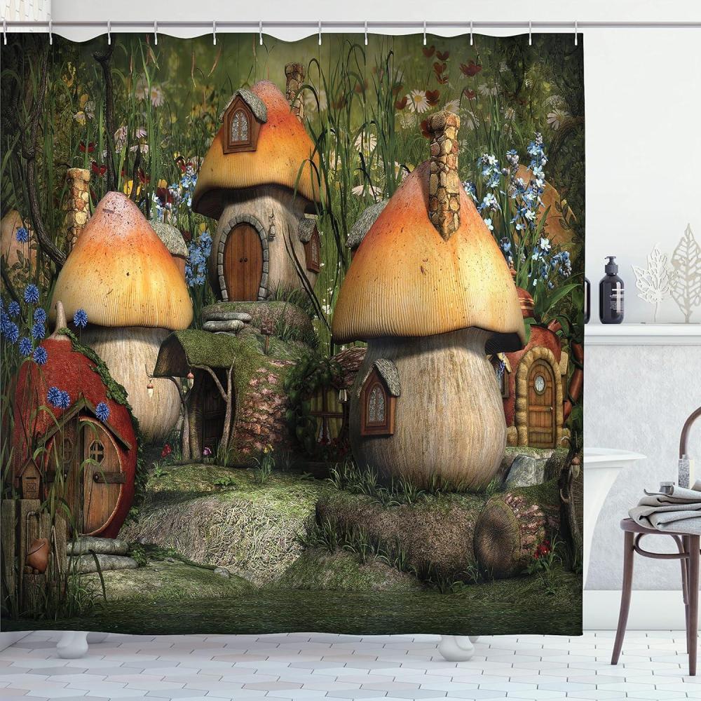 imageAmbesonne Romantic Shower Curtain Couple in Love Walking in The City Streets in Rainy Day Romance Dramatic Urban Scene Cloth Fabric Bathroom Decor Set with Hooks 69 W x 84 L Sepia RedTaupe
