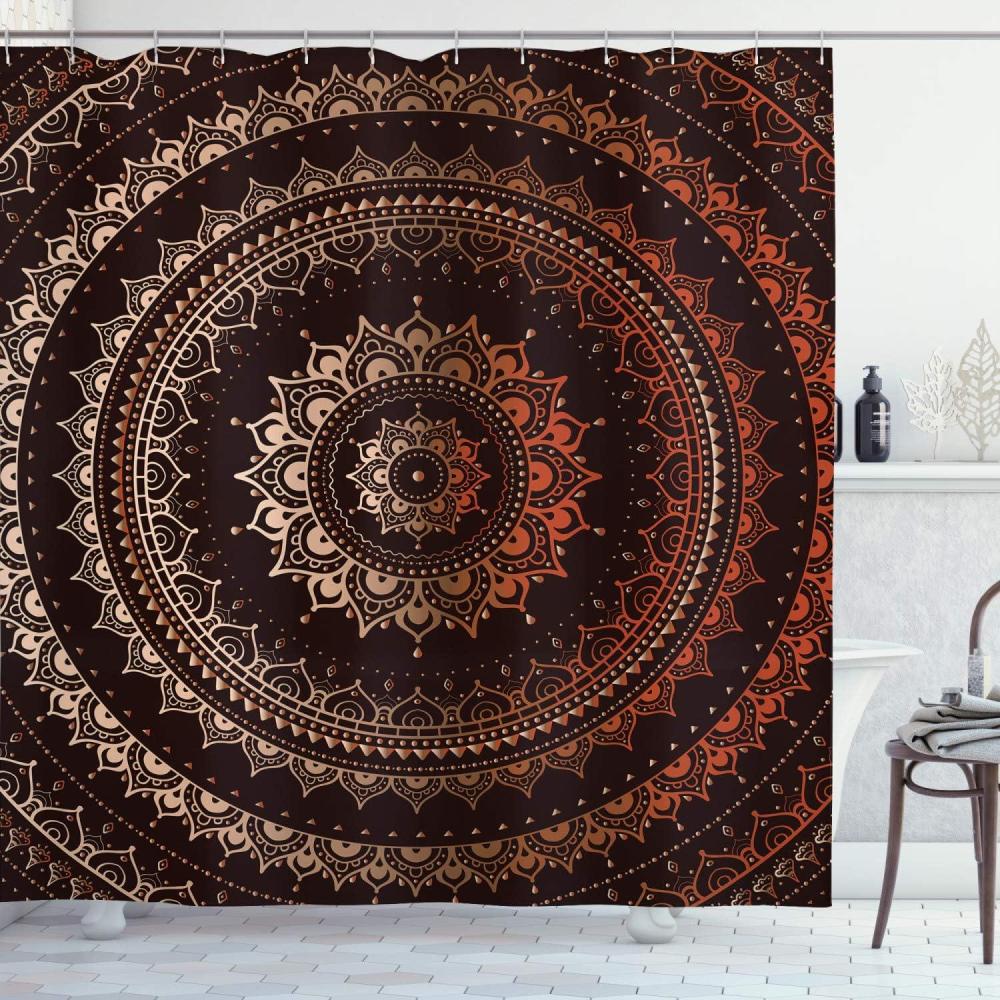 imageAmbesonne Romantic Shower Curtain Couple in Love Walking in The City Streets in Rainy Day Romance Dramatic Urban Scene Cloth Fabric Bathroom Decor Set with Hooks 69 W x 84 L Sepia RedBrown Orange