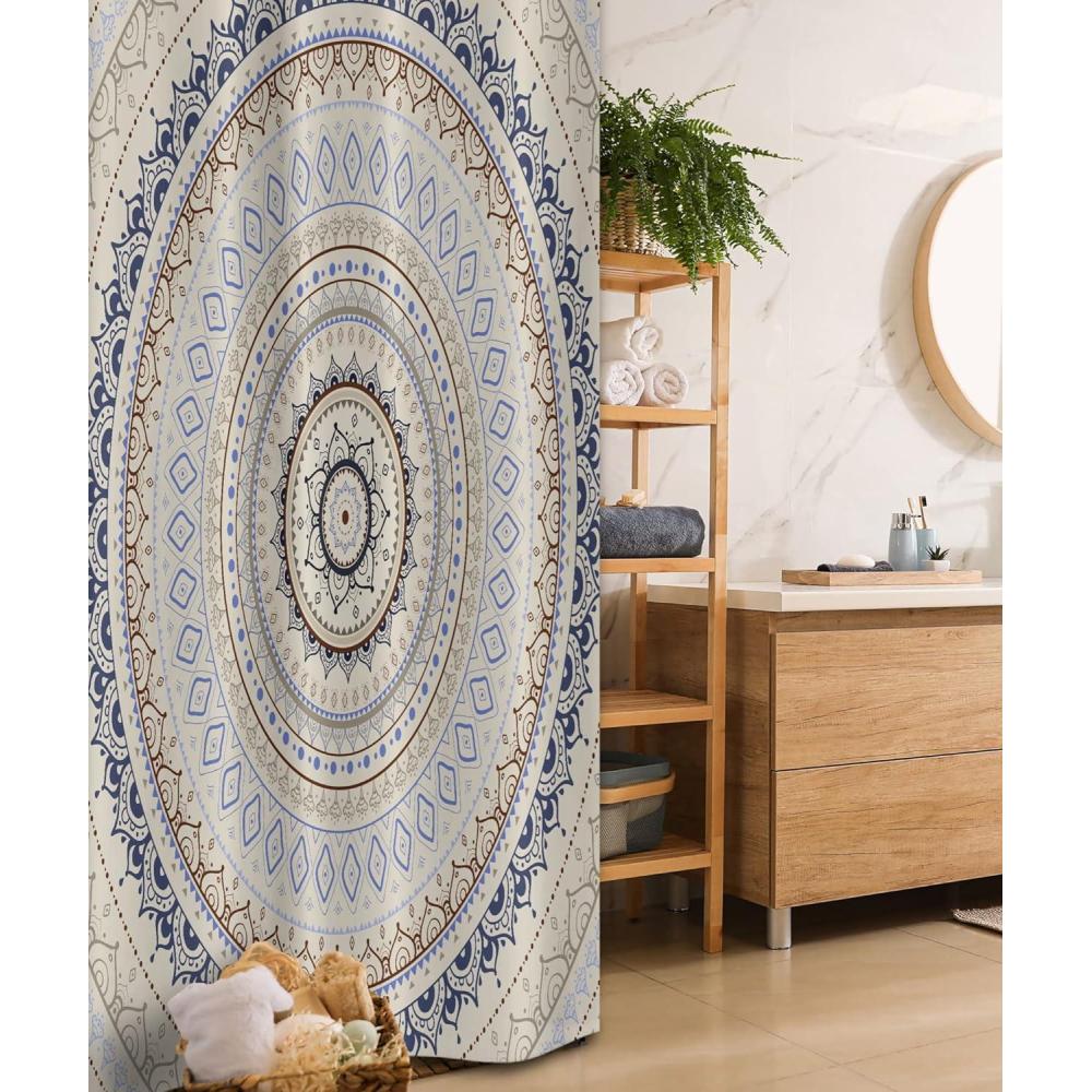 imageAmbesonne Romantic Shower Curtain Couple in Love Walking in The City Streets in Rainy Day Romance Dramatic Urban Scene Cloth Fabric Bathroom Decor Set with Hooks 69 W x 84 L Sepia RedBeige Blue