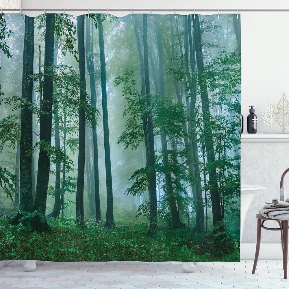 imageAmbesonne Romantic Shower Curtain Couple in Love Walking in The City Streets in Rainy Day Romance Dramatic Urban Scene Cloth Fabric Bathroom Decor Set with Hooks 69 W x 84 L Sepia RedGreen