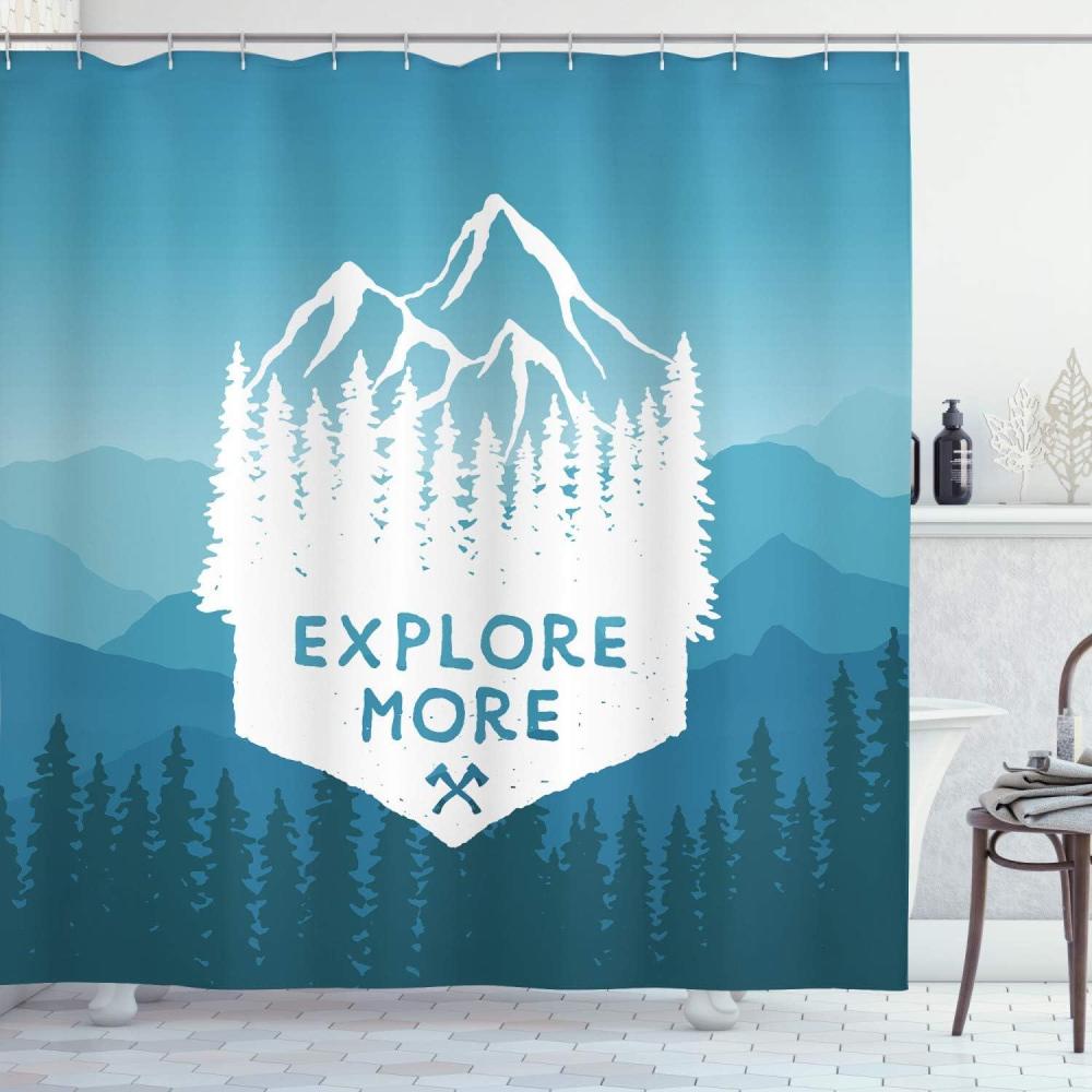 imageAmbesonne Romantic Shower Curtain Couple in Love Walking in The City Streets in Rainy Day Romance Dramatic Urban Scene Cloth Fabric Bathroom Decor Set with Hooks 69 W x 84 L Sepia RedWhite Navy