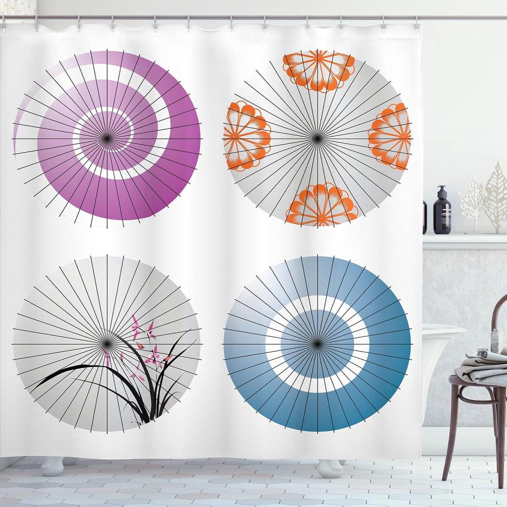 imageAmbesonne Romantic Shower Curtain Couple in Love Walking in The City Streets in Rainy Day Romance Dramatic Urban Scene Cloth Fabric Bathroom Decor Set with Hooks 69 W x 84 L Sepia RedBlue Orange