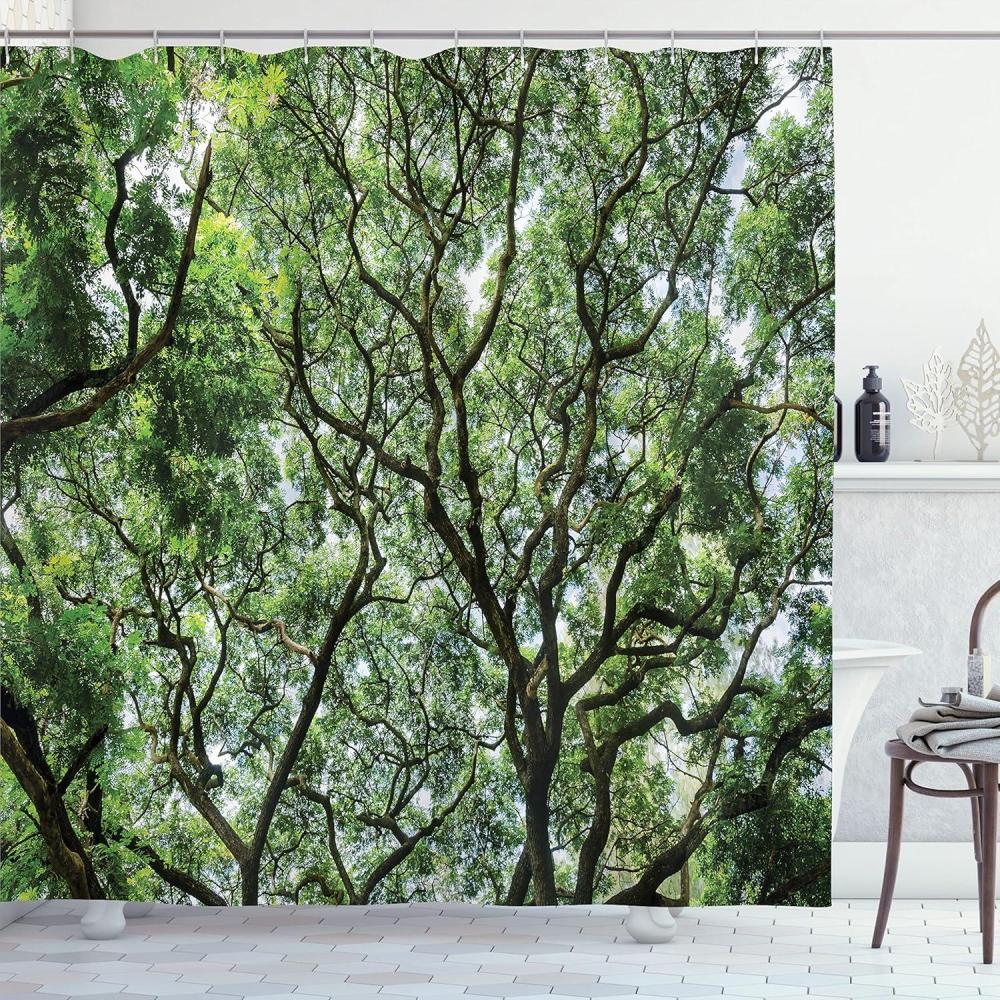 imageAmbesonne Romantic Shower Curtain Couple in Love Walking in The City Streets in Rainy Day Romance Dramatic Urban Scene Cloth Fabric Bathroom Decor Set with Hooks 69 W x 84 L Sepia RedFern Green
