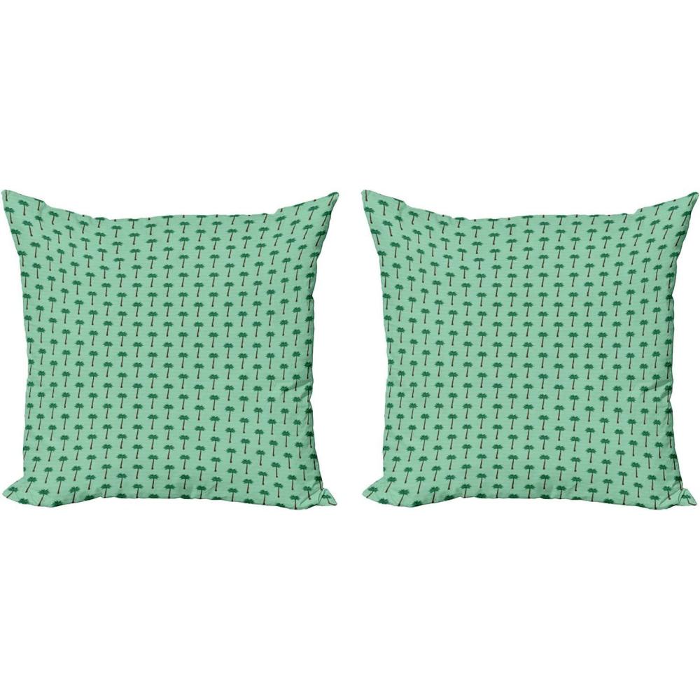 imageAmbesonne Tropical Decorative Throw Pillow Case Pack of 2 Repeating Pattern of Summer Season Palm Trees on Stripes Couch Bedroom Living Room Cushion Cover 20 Seafoam Forest Green24 x 24 Pack of 2