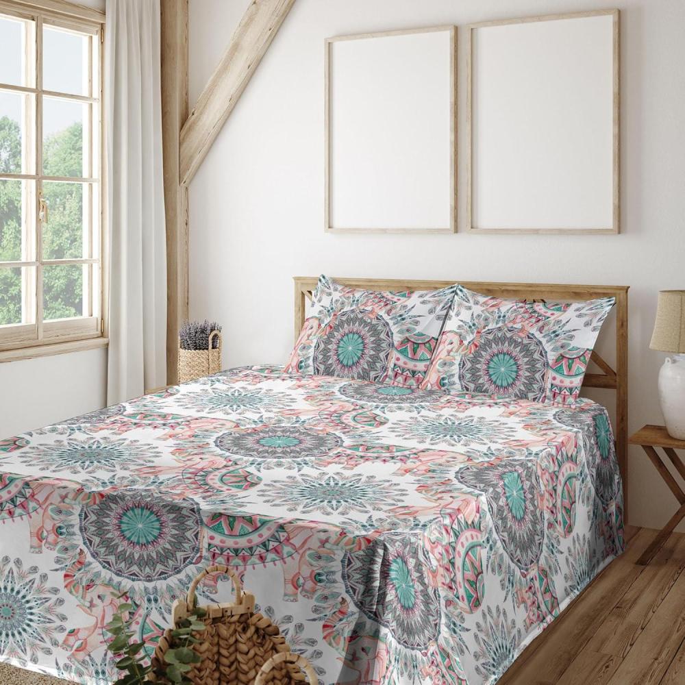 imageAmbesonne Valentine Sheet Set PastelColored Rose Flowers Leaves with Brush Strokes Abstract Art Fitted and Flat Sheet with Pillowcases Bedding Accent 4 Piece Set Queen Mauve Taupe Sage GreenBlush Seafoam White