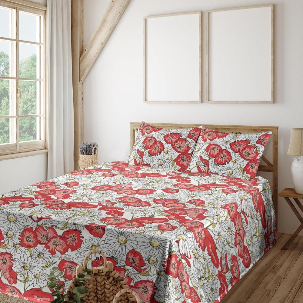 imageAmbesonne Valentine Sheet Set PastelColored Rose Flowers Leaves with Brush Strokes Abstract Art Fitted and Flat Sheet with Pillowcases Bedding Accent 4 Piece Set Queen Mauve Taupe Sage GreenDark Coral Pale Yellow