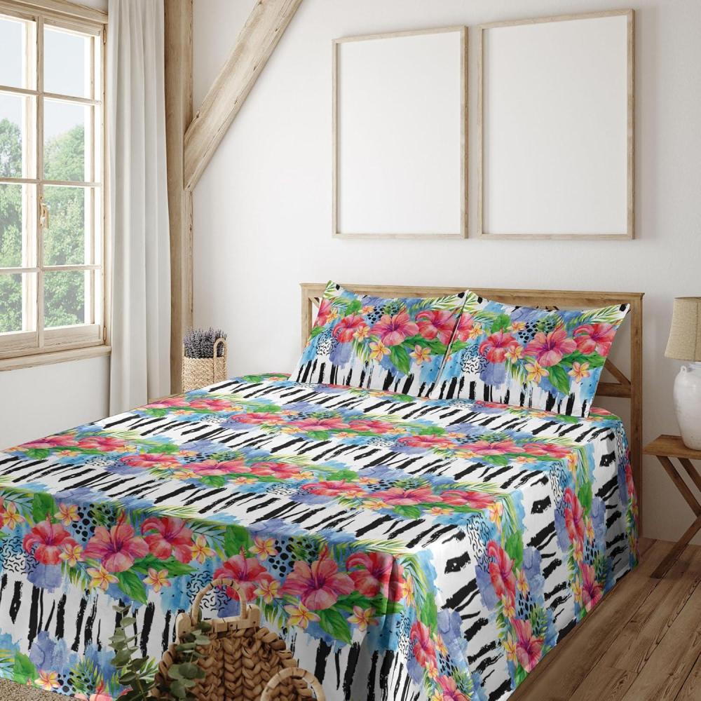 imageAmbesonne Valentine Sheet Set PastelColored Rose Flowers Leaves with Brush Strokes Abstract Art Fitted and Flat Sheet with Pillowcases Bedding Accent 4 Piece Set Queen Mauve Taupe Sage GreenDark Coral and Fern Green