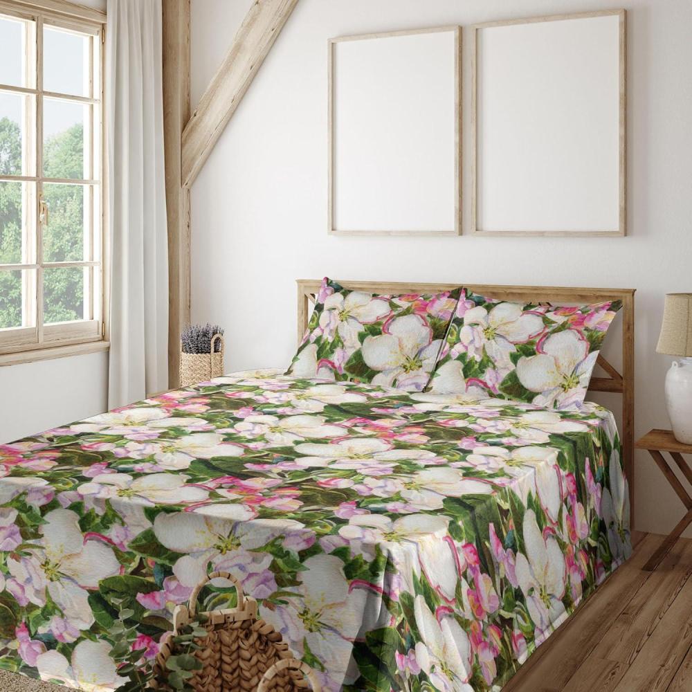 imageAmbesonne Valentine Sheet Set PastelColored Rose Flowers Leaves with Brush Strokes Abstract Art Fitted and Flat Sheet with Pillowcases Bedding Accent 4 Piece Set Queen Mauve Taupe Sage GreenForest Green Eggshell