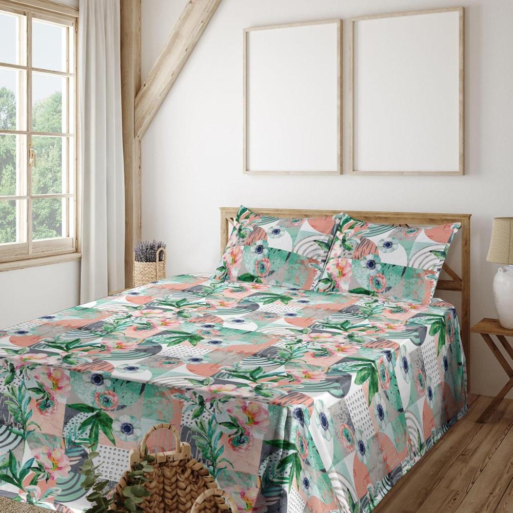 imageAmbesonne Valentine Sheet Set PastelColored Rose Flowers Leaves with Brush Strokes Abstract Art Fitted and Flat Sheet with Pillowcases Bedding Accent 4 Piece Set Queen Mauve Taupe Sage GreenPale Salmon and Forest Green
