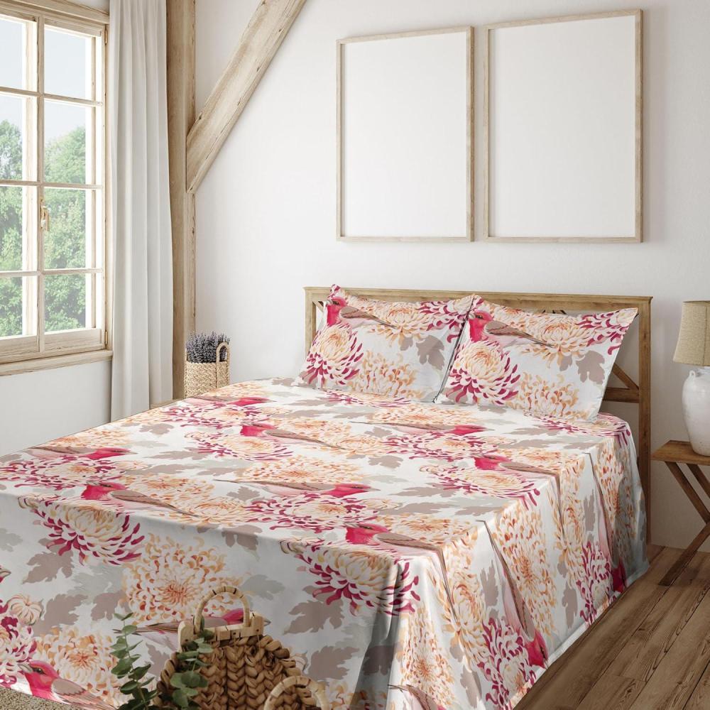 imageAmbesonne Valentine Sheet Set PastelColored Rose Flowers Leaves with Brush Strokes Abstract Art Fitted and Flat Sheet with Pillowcases Bedding Accent 4 Piece Set Queen Mauve Taupe Sage GreenDark Pink Champagne and Dust