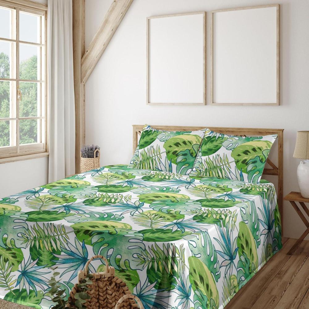 imageAmbesonne Valentine Sheet Set PastelColored Rose Flowers Leaves with Brush Strokes Abstract Art Fitted and Flat Sheet with Pillowcases Bedding Accent 4 Piece Set Queen Mauve Taupe Sage GreenDark Green Emerald and Blue