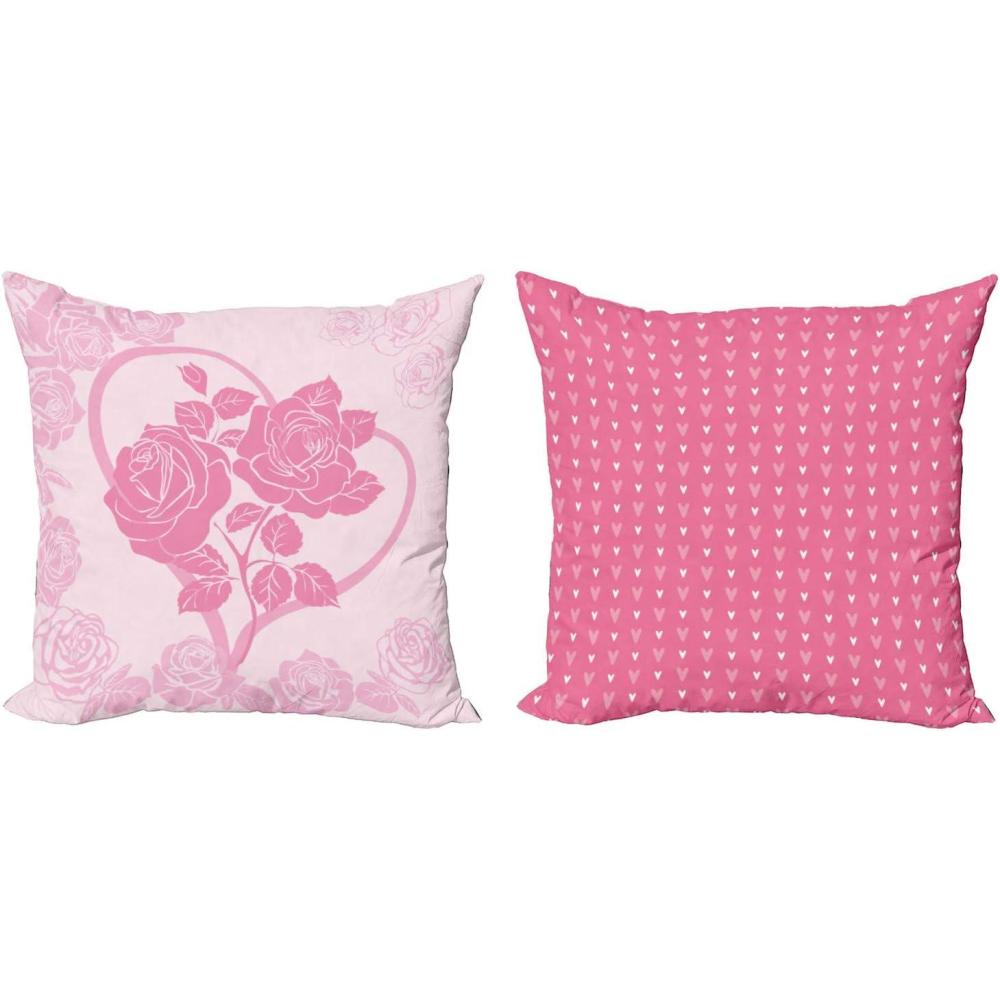 imageAmbesonne Valentines Day Decorative Throw Pillow Case Pack of 2 Blossoming Romantic Roses and Little Repetitive Hearts Pinkish Pattern Couch Bedroom Living Room Cushion Cover 20 Pink and Blush16 x 16 Pack of 2