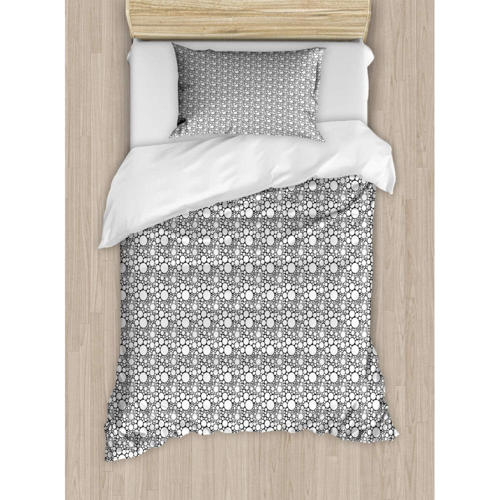 imageAmbesonne Valentines Duvet Cover Set Pastel Winged Cupid Pigs on The Clouds Holding Balloons Romantic Love Theme Decorative 3 Piece Bedding Set with 2 Pillow Shams Twin Size Pale Pink RoseCharcoal Grey and Pale Taupe