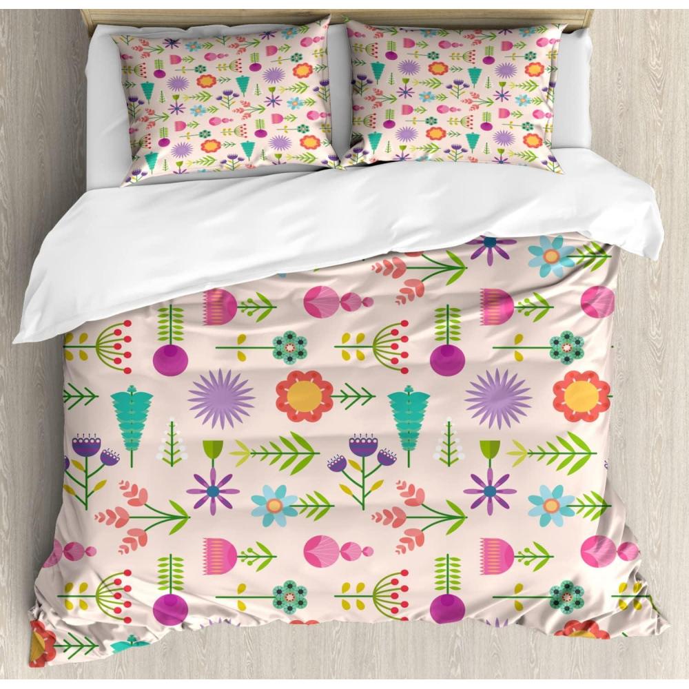 imageAmbesonne Valentines Duvet Cover Set Pastel Winged Cupid Pigs on The Clouds Holding Balloons Romantic Love Theme Decorative 3 Piece Bedding Set with 2 Pillow Shams Twin Size Pale Pink RosePale Peach and Multicolor