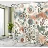 Ambesonne Blue Shower Curtain, Floral Eucalyptus Branches Romantic Botanical Weeping Flowers in Cold Tones, Cloth Fabric Bathroom Decor Set with Hooks, 69″ W x 75″ L, Laurel Green Sea Blue(Pale Rose Slate Blue)