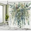 Ambesonne Blue Shower Curtain, Floral Eucalyptus Branches Romantic Botanical Weeping Flowers in Cold Tones, Cloth Fabric Bathroom Decor Set with Hooks, 69″ W x 75″ L, Laurel Green Sea Blue(Laurel Green Slate Blue)