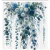 Ambesonne Blue Shower Curtain, Floral Eucalyptus Branches Romantic Botanical Weeping Flowers in Cold Tones, Cloth Fabric Bathroom Decor Set with Hooks, 69″ W x 75″ L, Laurel Green Sea Blue(Laurel Green Sea Blue)