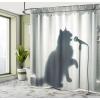 Ambesonne Blue Shower Curtain, Floral Eucalyptus Branches Romantic Botanical Weeping Flowers in Cold Tones, Cloth Fabric Bathroom Decor Set with Hooks, 69″ W x 75″ L, Laurel Green Sea Blue(Dark Blue Grey Off White)