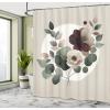 Ambesonne Blue Shower Curtain, Floral Eucalyptus Branches Romantic Botanical Weeping Flowers in Cold Tones, Cloth Fabric Bathroom Decor Set with Hooks, 69″ W x 75″ L, Laurel Green Sea Blue(Pale Sage Green Blush)