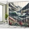 Ambesonne Blue Shower Curtain, Floral Eucalyptus Branches Romantic Botanical Weeping Flowers in Cold Tones, Cloth Fabric Bathroom Decor Set with Hooks, 69″ W x 75″ L, Laurel Green Sea Blue(Sepia Green and Ruby)