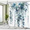 Ambesonne Blue Shower Curtain, Floral Eucalyptus Branches Romantic Botanical Weeping Flowers in Cold Tones, Cloth Fabric Bathroom Decor Set with Hooks, 69″ W x 75″ L, Laurel Green Sea Blue(Laurel Green Sea Blue)