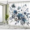 Ambesonne Blue Shower Curtain, Floral Eucalyptus Branches Romantic Botanical Weeping Flowers in Cold Tones, Cloth Fabric Bathroom Decor Set with Hooks, 69″ W x 75″ L, Laurel Green Sea Blue(Slate Blue and Coconut)