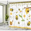 Ambesonne Blue Shower Curtain, Floral Eucalyptus Branches Romantic Botanical Weeping Flowers in Cold Tones, Cloth Fabric Bathroom Decor Set with Hooks, 69″ W x 75″ L, Laurel Green Sea Blue(Yellow White and Black)