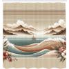 Ambesonne Blue Shower Curtain, Floral Eucalyptus Branches Romantic Botanical Weeping Flowers in Cold Tones, Cloth Fabric Bathroom Decor Set with Hooks, 69″ W x 75″ L, Laurel Green Sea Blue(Tan Sepia and Pale Seafoam)